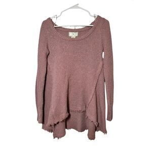 Anthropologie Ruby Moon Boho Raw Hem 100% Cotton Distressed Sweater, Small